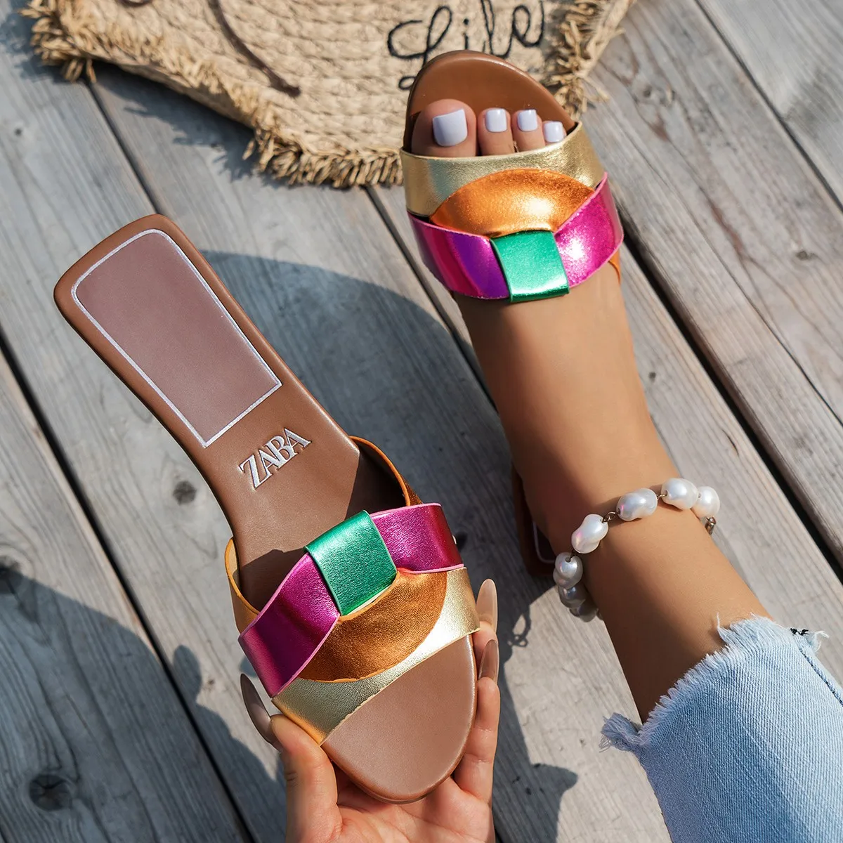 Sienna Woven Slide Sandals - Image 6