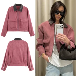 Rosé Cord Utility Jacket
