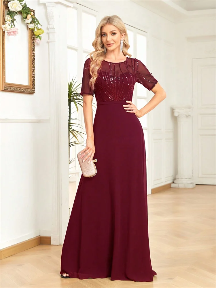 Burgundy Grace Evening Gown - Image 5