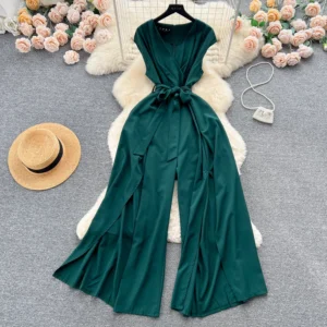 Emerald Elegance Cape Jumpsuit