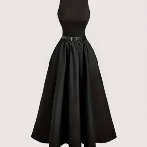 Midnight Grace Belted Maxi Dress