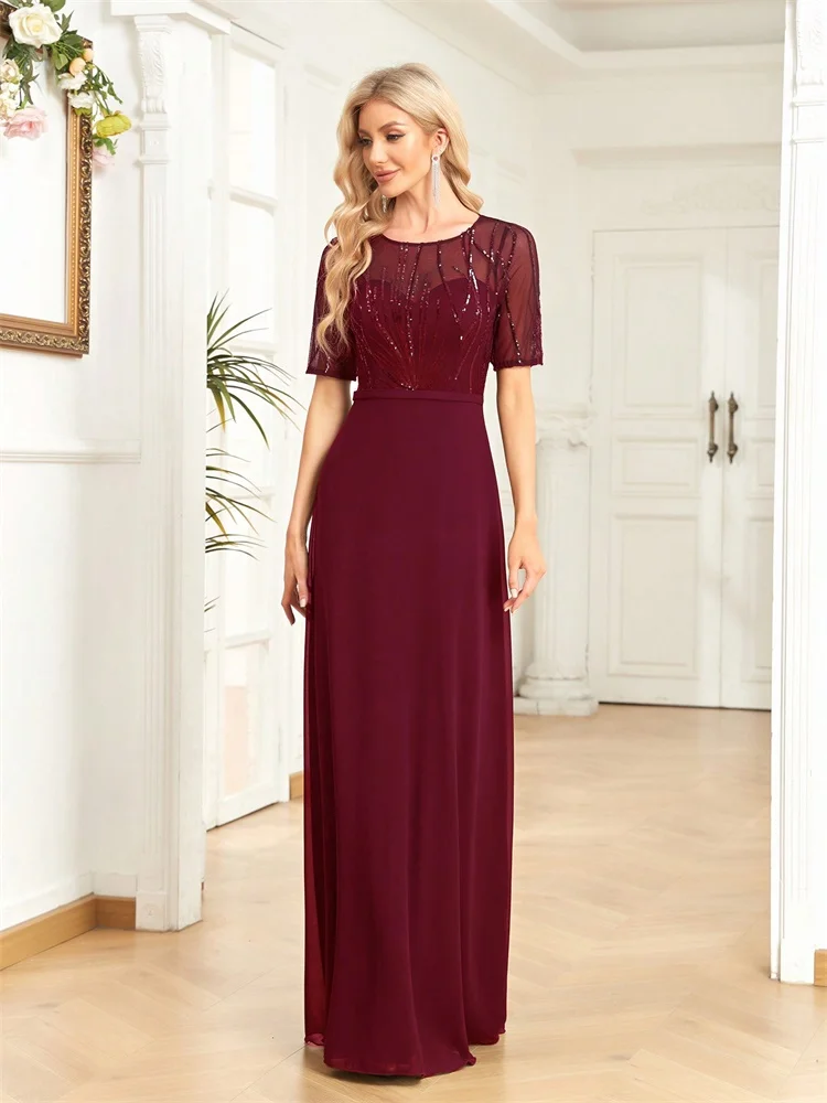 Burgundy Grace Evening Gown - Image 4