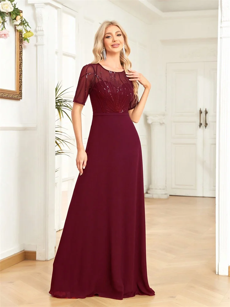 Burgundy Grace Evening Gown - Image 3