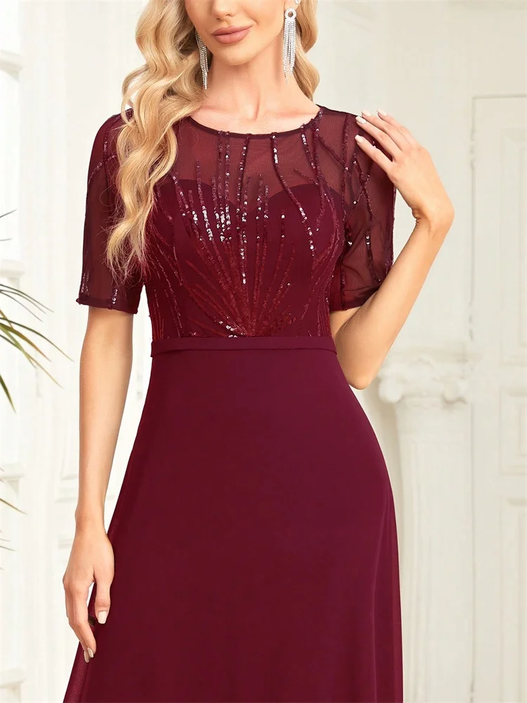 Burgundy Grace Evening Gown - Image 6